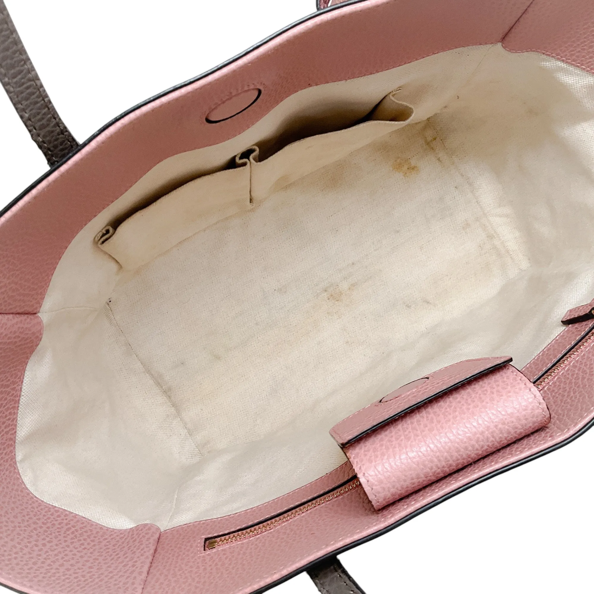Gucci Taupe / Pink Leather Swing Tote