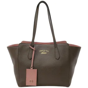 Gucci Taupe / Pink Leather Swing Tote