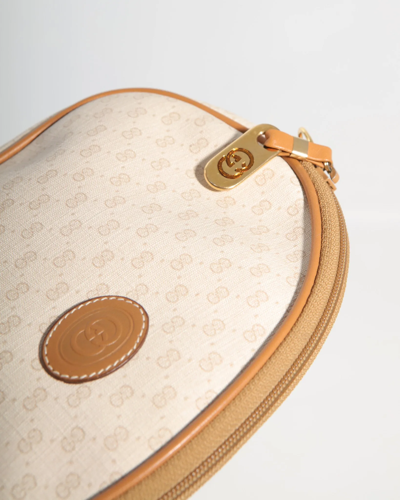 Gucci Vintage Beige Monogram Coated Canvas Round Crossbody