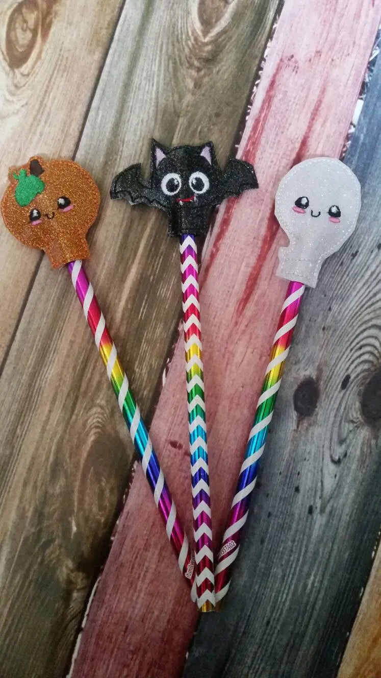 Halloween Pencil Toppers - Pumpkin - Ghost - Bats - Allergy Classroom - treat bag - Non Food Treat - Goody Bags -  Pencil Included