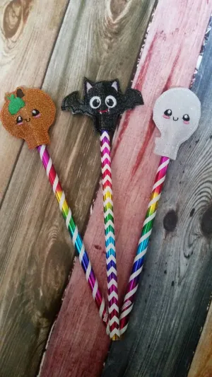 Halloween Pencil Toppers - Pumpkin - Ghost - Bats - Allergy Classroom - treat bag - Non Food Treat - Goody Bags -  Pencil Included