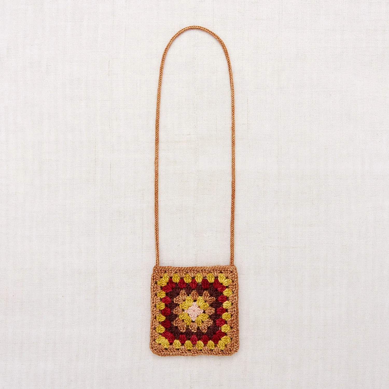 Hand Crochet Merino Wool Big Square Bag - Rose Gold