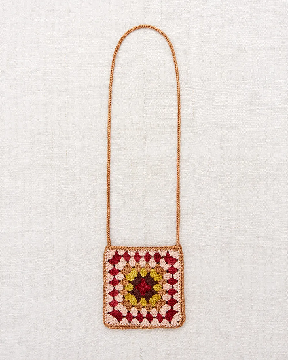 Hand Crochet Merino Wool Big Square Bag - Rose Gold