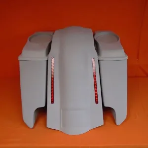 Harley Davidson 5" Heritage Softail Extended Saddlebags 6 x 9 Speaker Lids   LED Fender Dual Cutouts