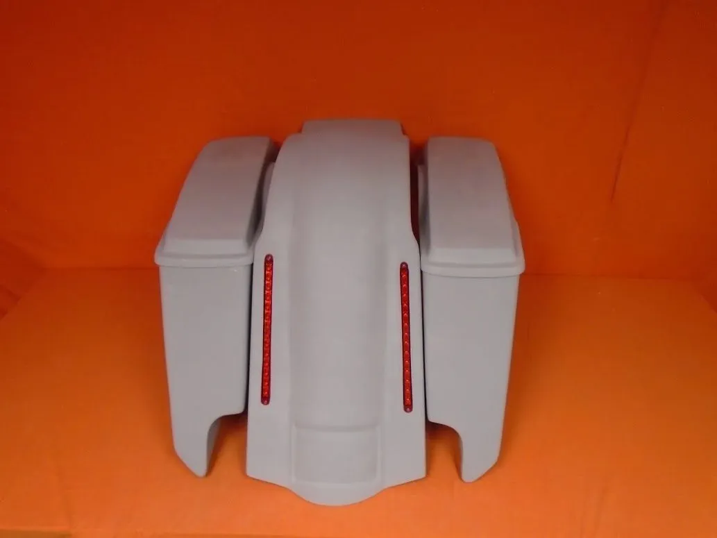 Harley Davidson 5" Softail Heritage Extended Stretched Saddlebags Lids LED Fender Dual CutOuts