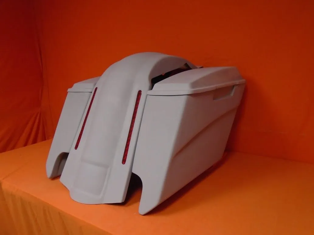 Harley Davidson 5" Softail Heritage Extended Stretched Saddlebags Lids LED Fender Dual CutOuts