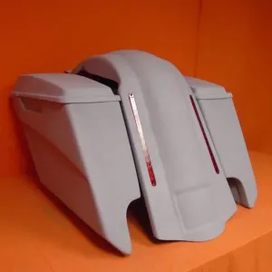 Harley Davidson 5" Softail Heritage Extended Stretched Saddlebags Lids LED Fender Dual CutOuts