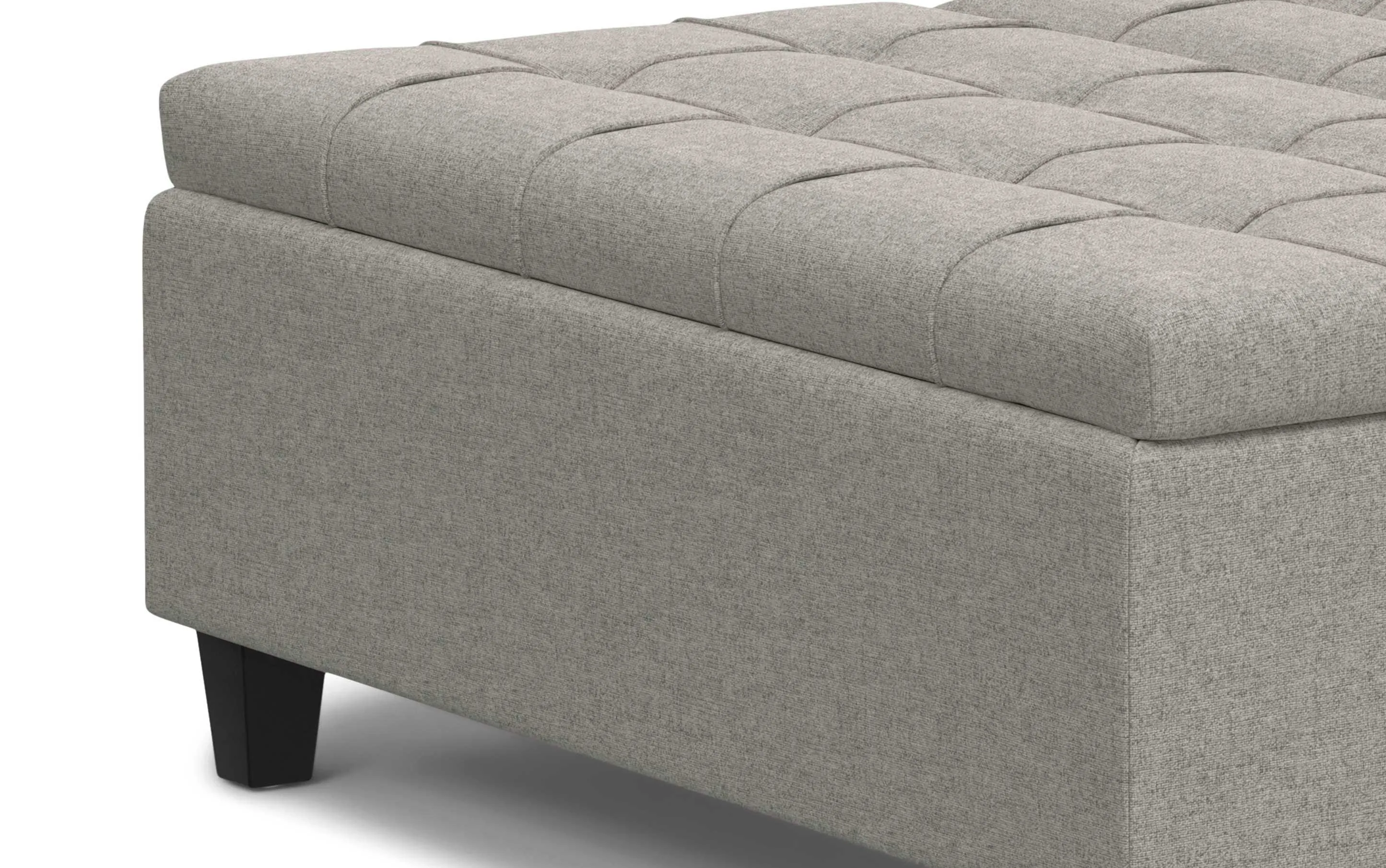 Harrison Large Square Coffee Table Storage Ottoman in Linen