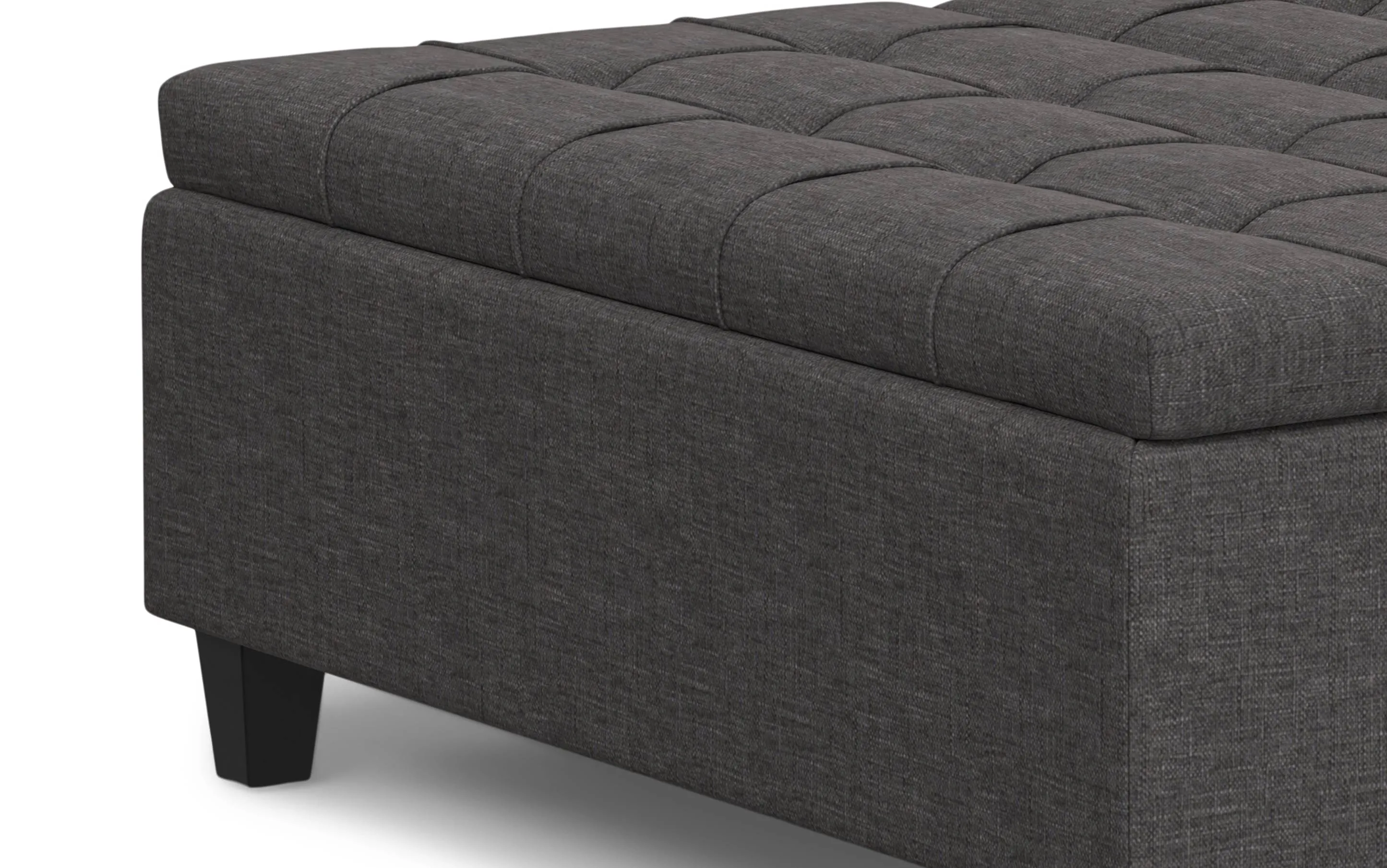 Harrison Large Square Coffee Table Storage Ottoman in Linen