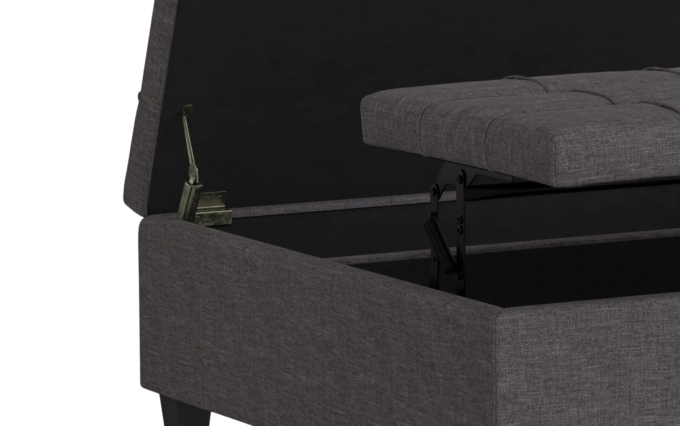 Harrison Large Square Coffee Table Storage Ottoman in Linen
