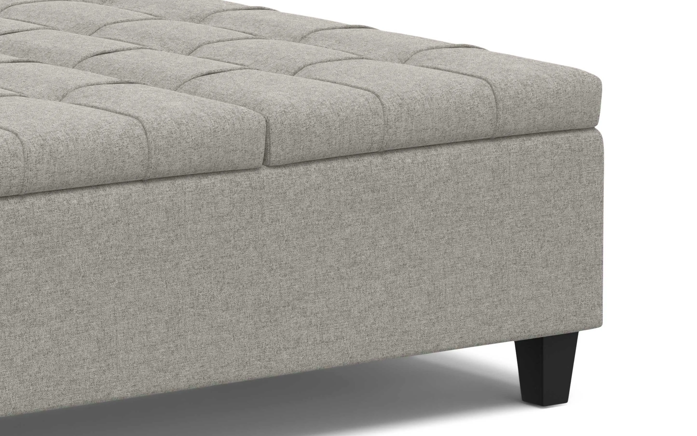 Harrison Large Square Coffee Table Storage Ottoman in Linen