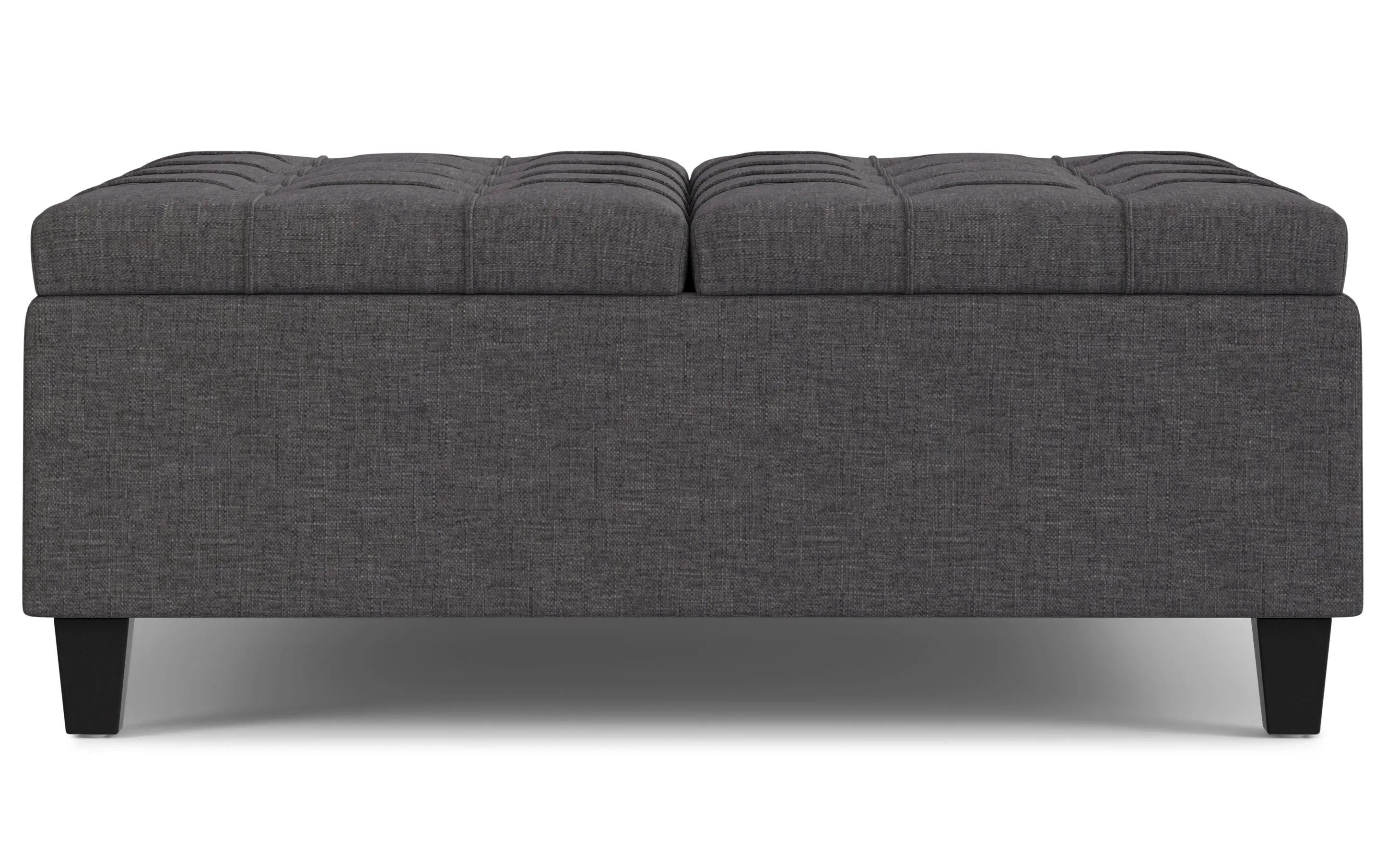 Harrison Large Square Coffee Table Storage Ottoman in Linen