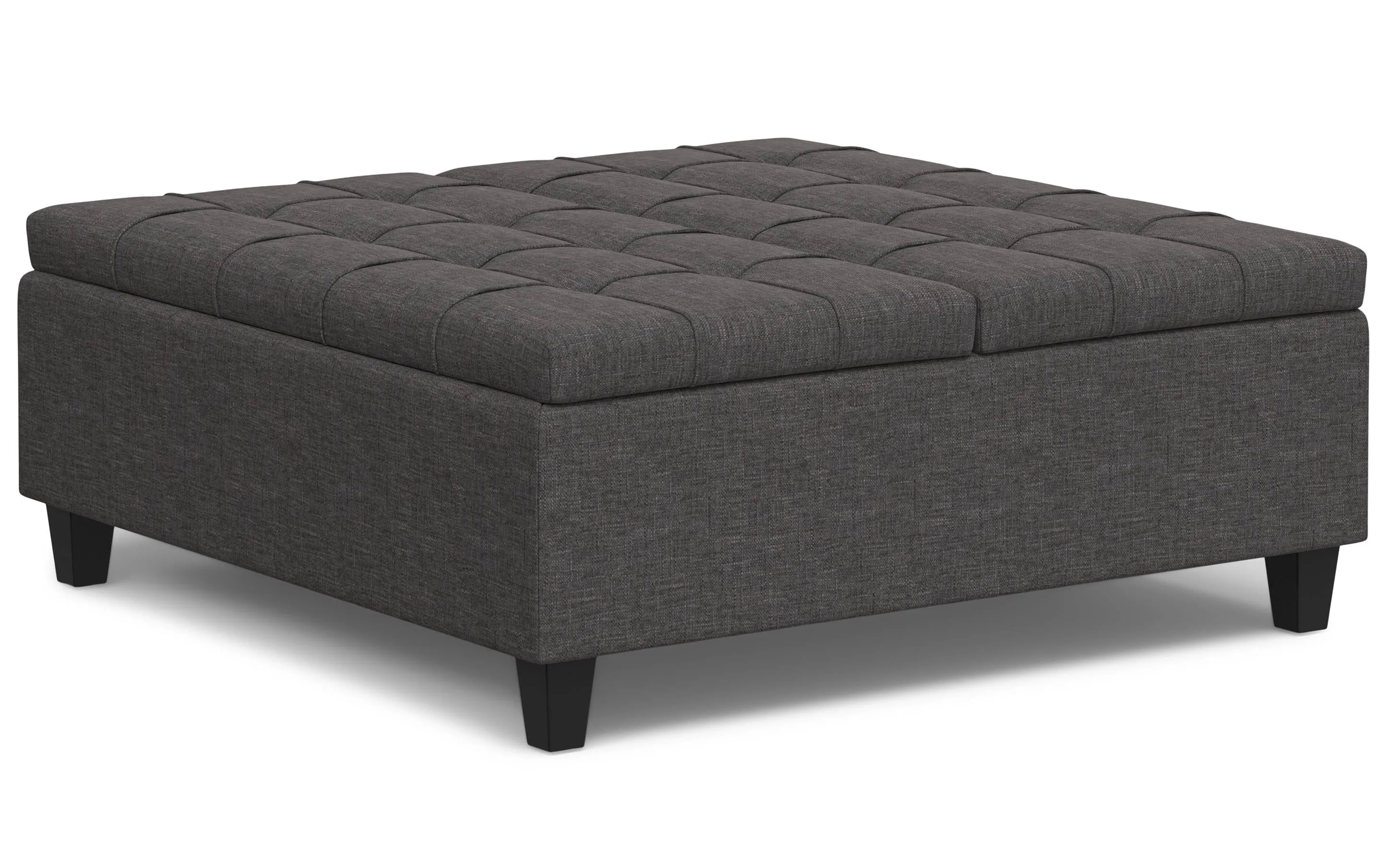 Harrison Large Square Coffee Table Storage Ottoman in Linen