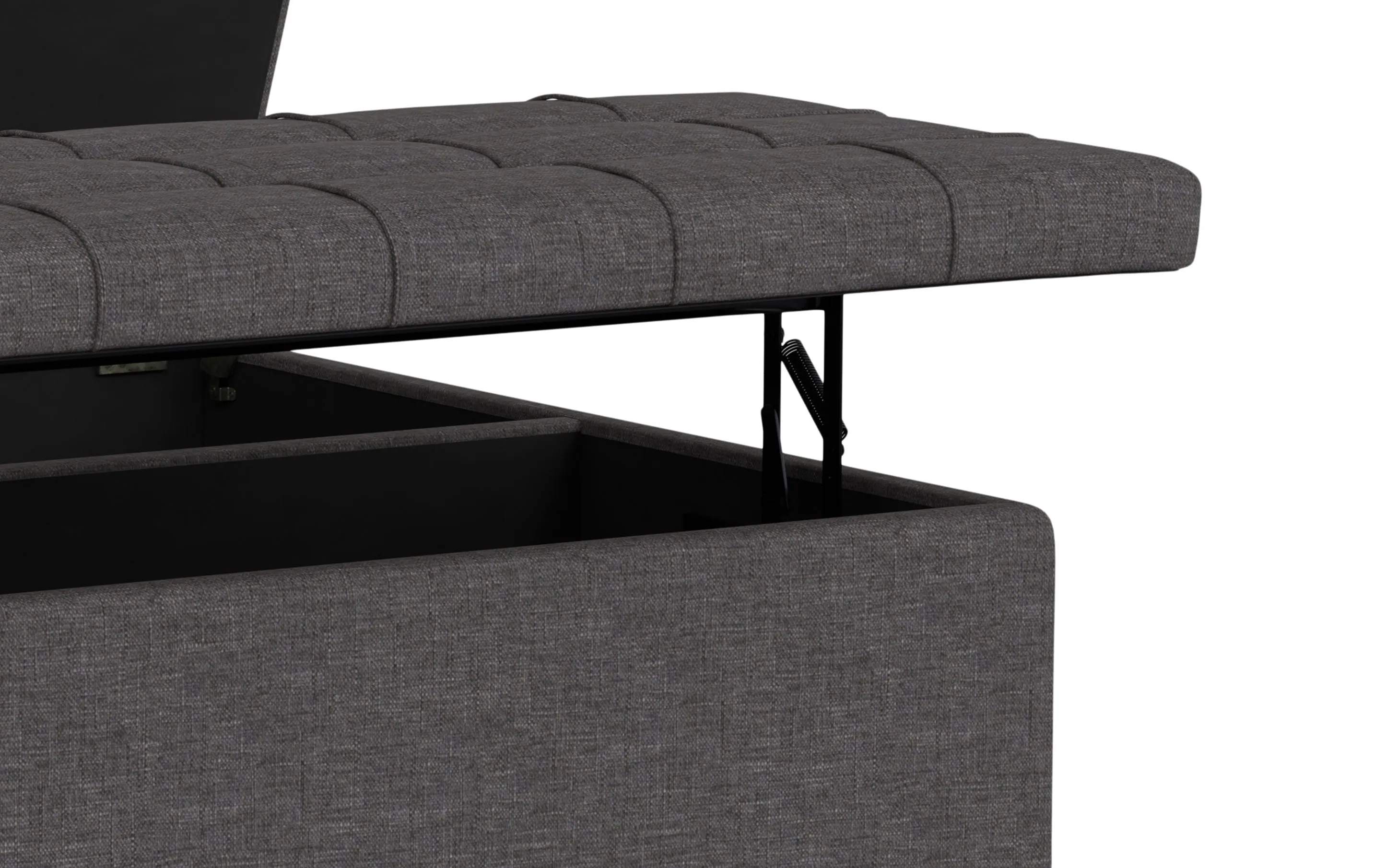 Harrison Large Square Coffee Table Storage Ottoman in Linen