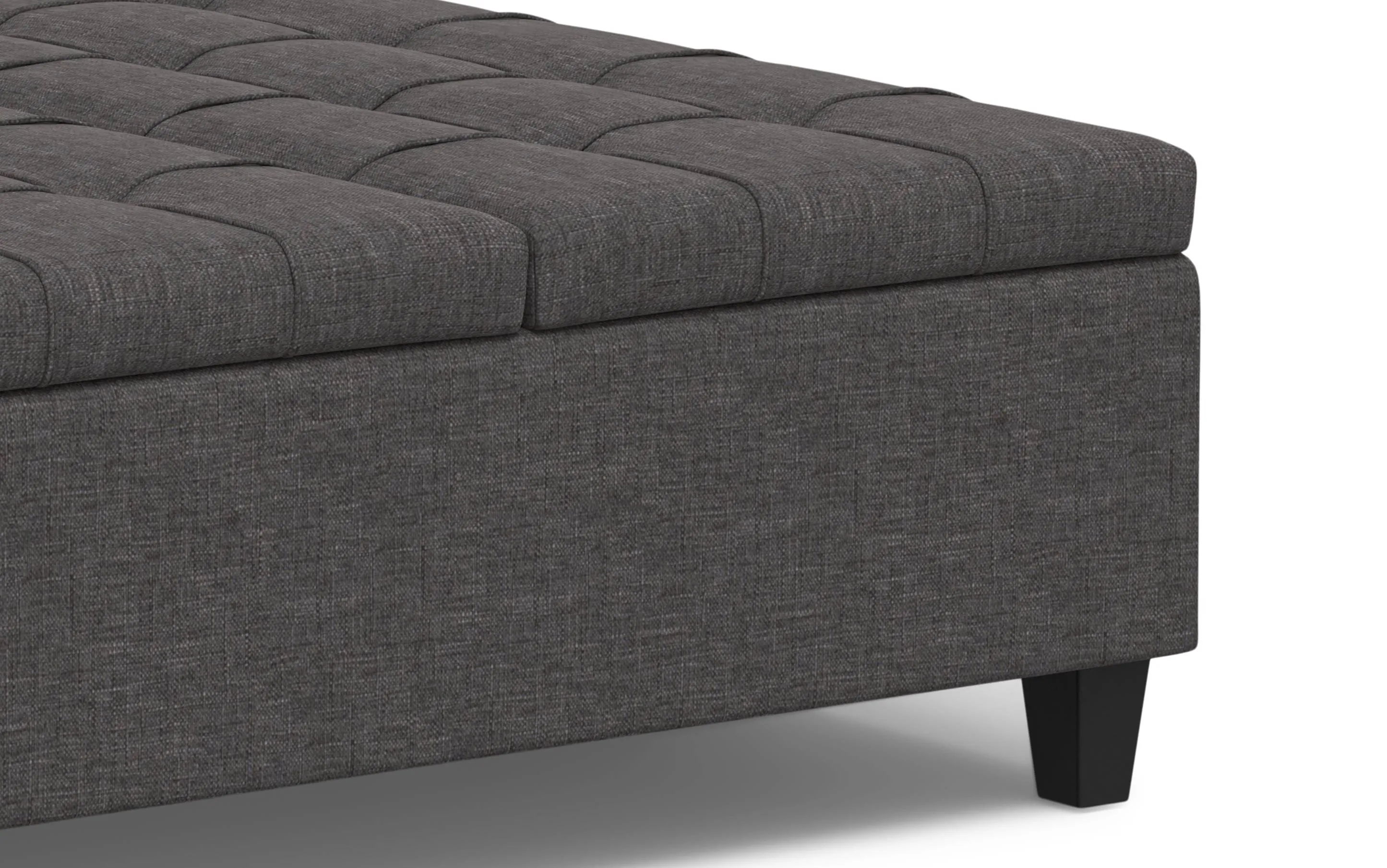 Harrison Large Square Coffee Table Storage Ottoman in Linen