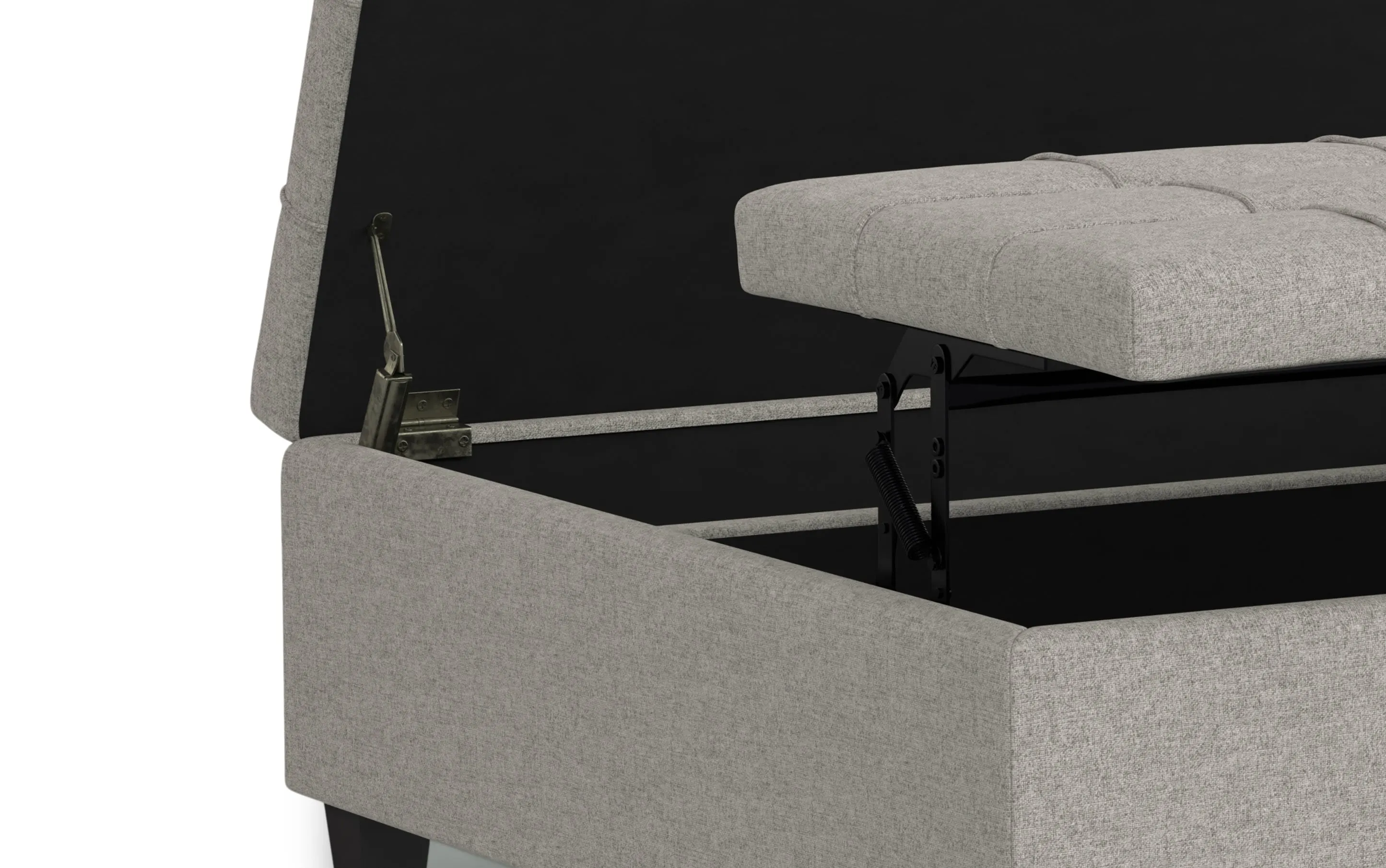 Harrison Large Square Coffee Table Storage Ottoman in Linen
