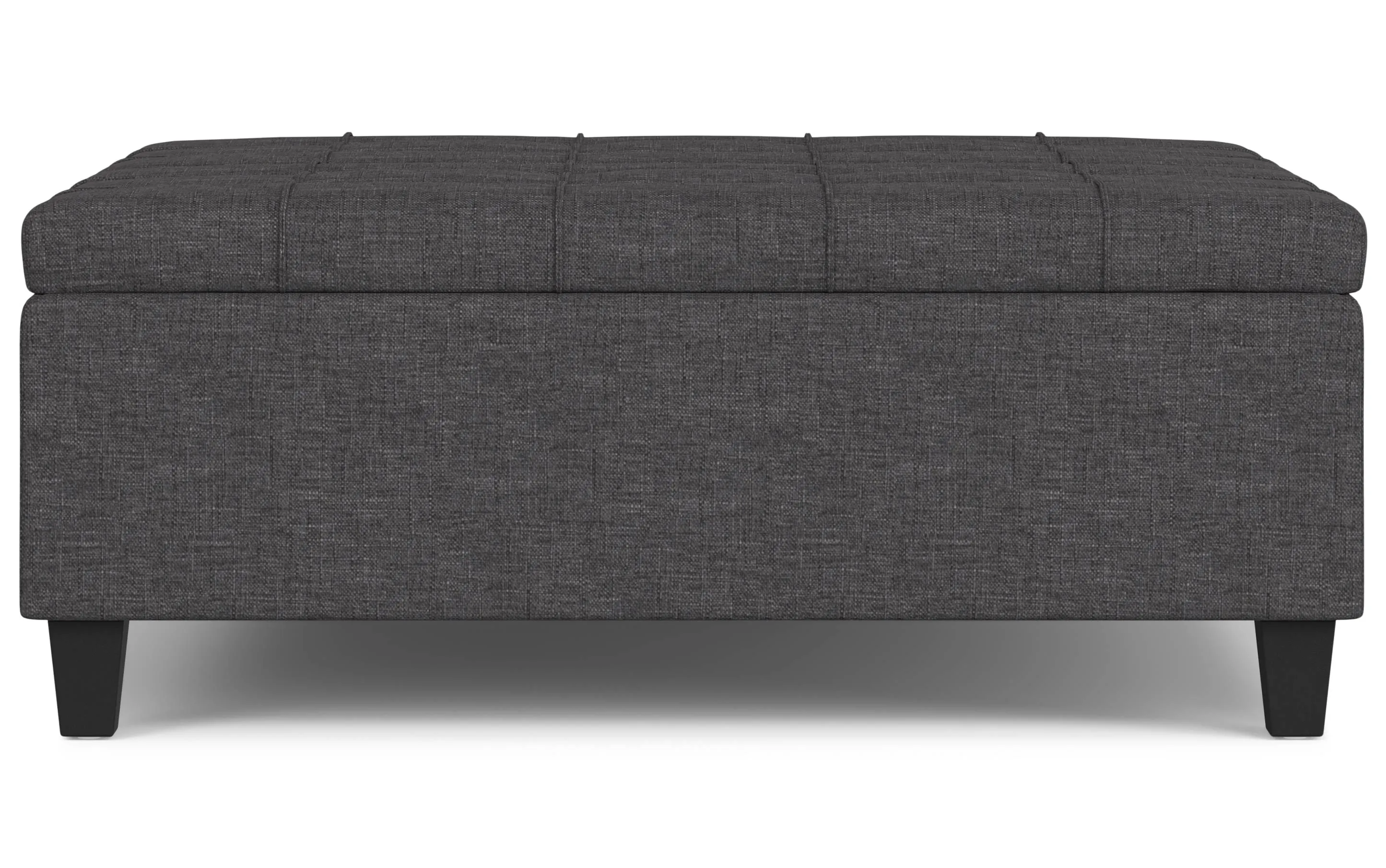 Harrison Large Square Coffee Table Storage Ottoman in Linen