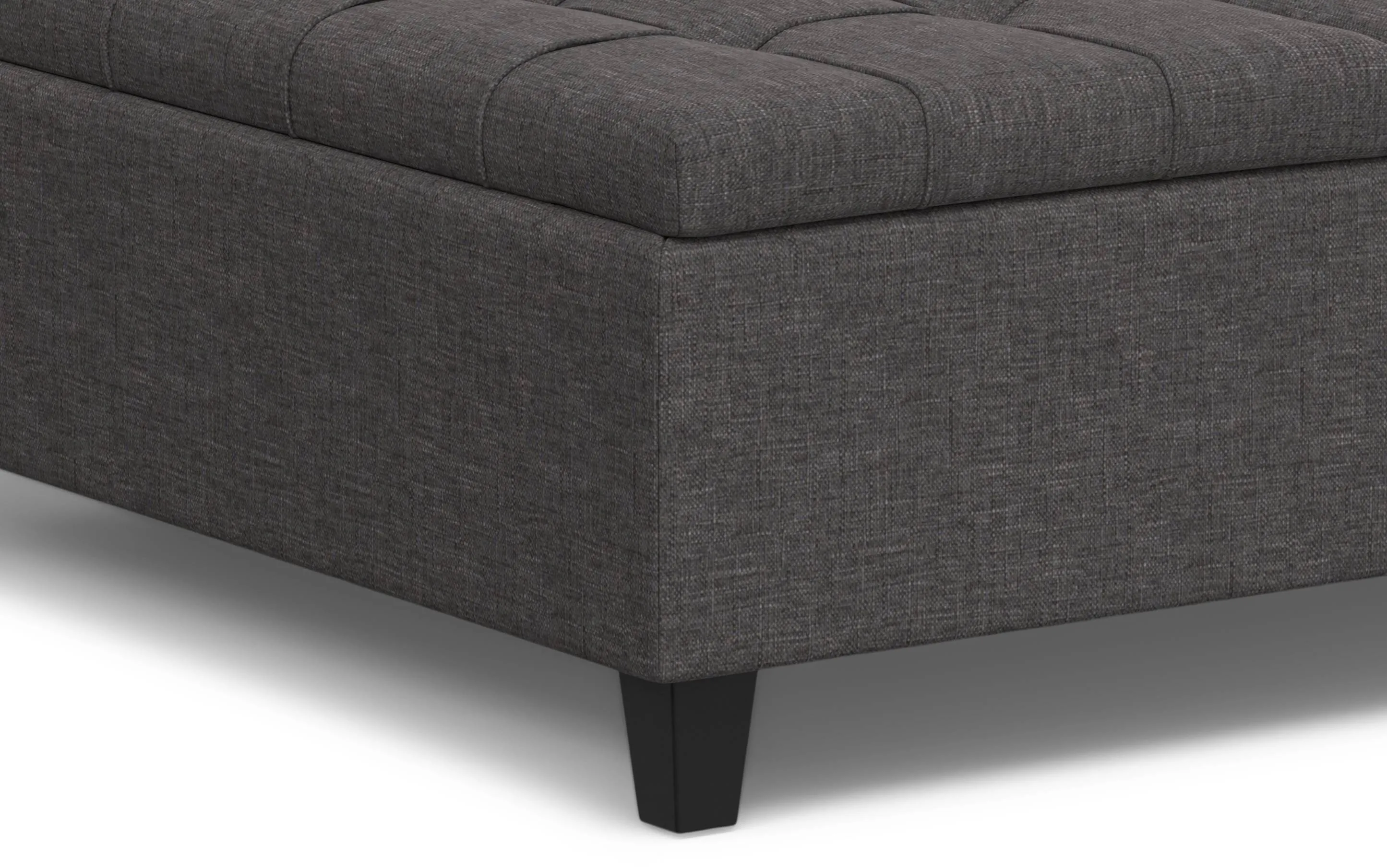 Harrison Large Square Coffee Table Storage Ottoman in Linen
