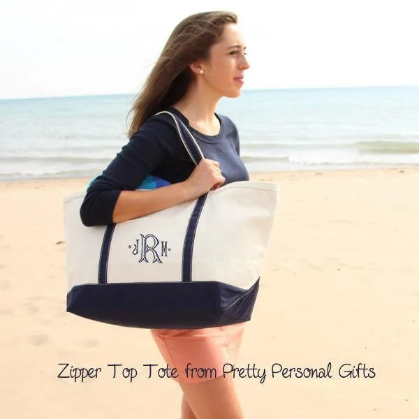 Heavy Canvas Tote Bag with Monogram
