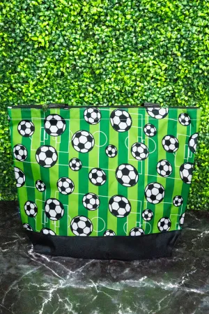 Here For The Goals with Black Trim Tote Bag