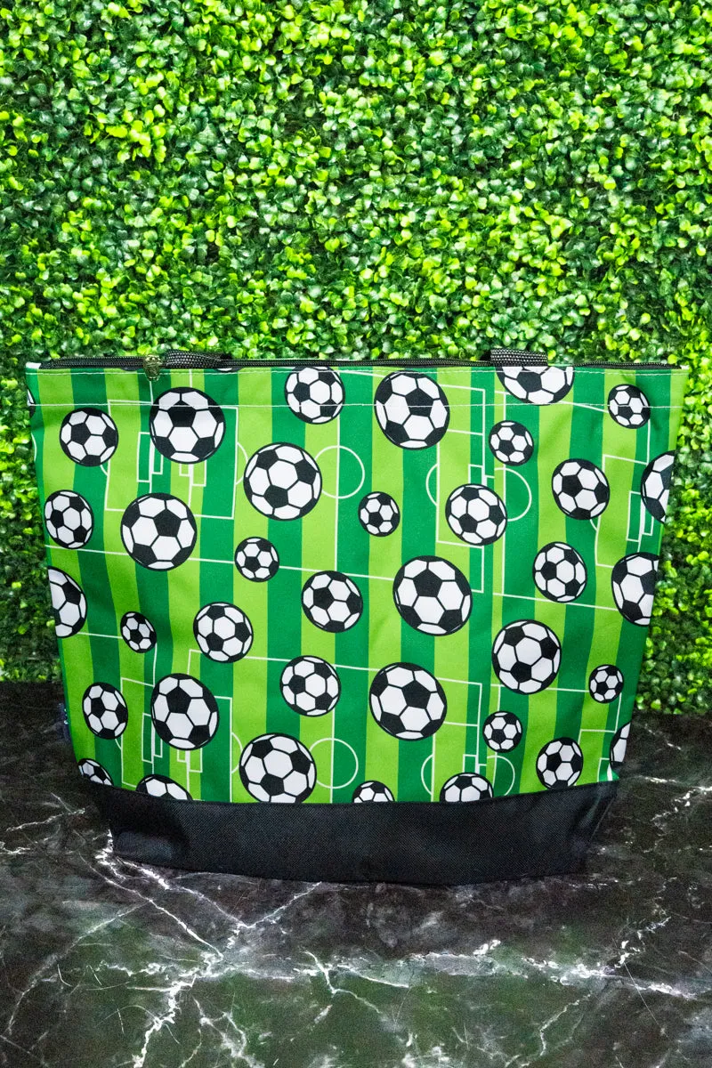 Here For The Goals with Black Trim Tote Bag