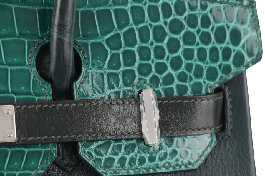 HERMES BIRKIN 30 PATCHWORK EMERALD GREEN, VERT TITIEN, VERT FONCE, MALACHITE, ROSE AZALEE INTERIOR, SILVER HARDWARE POROSUS, EPSOM, CHEVRE, CLEMENCE, BOX WITH DUST COVER