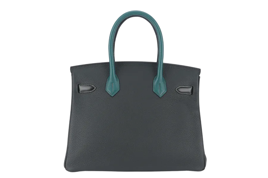 HERMES BIRKIN 30 PATCHWORK EMERALD GREEN, VERT TITIEN, VERT FONCE, MALACHITE, ROSE AZALEE INTERIOR, SILVER HARDWARE POROSUS, EPSOM, CHEVRE, CLEMENCE, BOX WITH DUST COVER