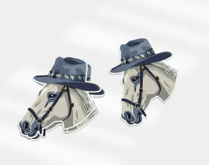 Horse Sticker - Whimsical White Horse Wearing a Blue Cowboy Hat, Fun Vinyl Decal for Your Home or Gift for Equestrians | Horse   Whiskey Collection
