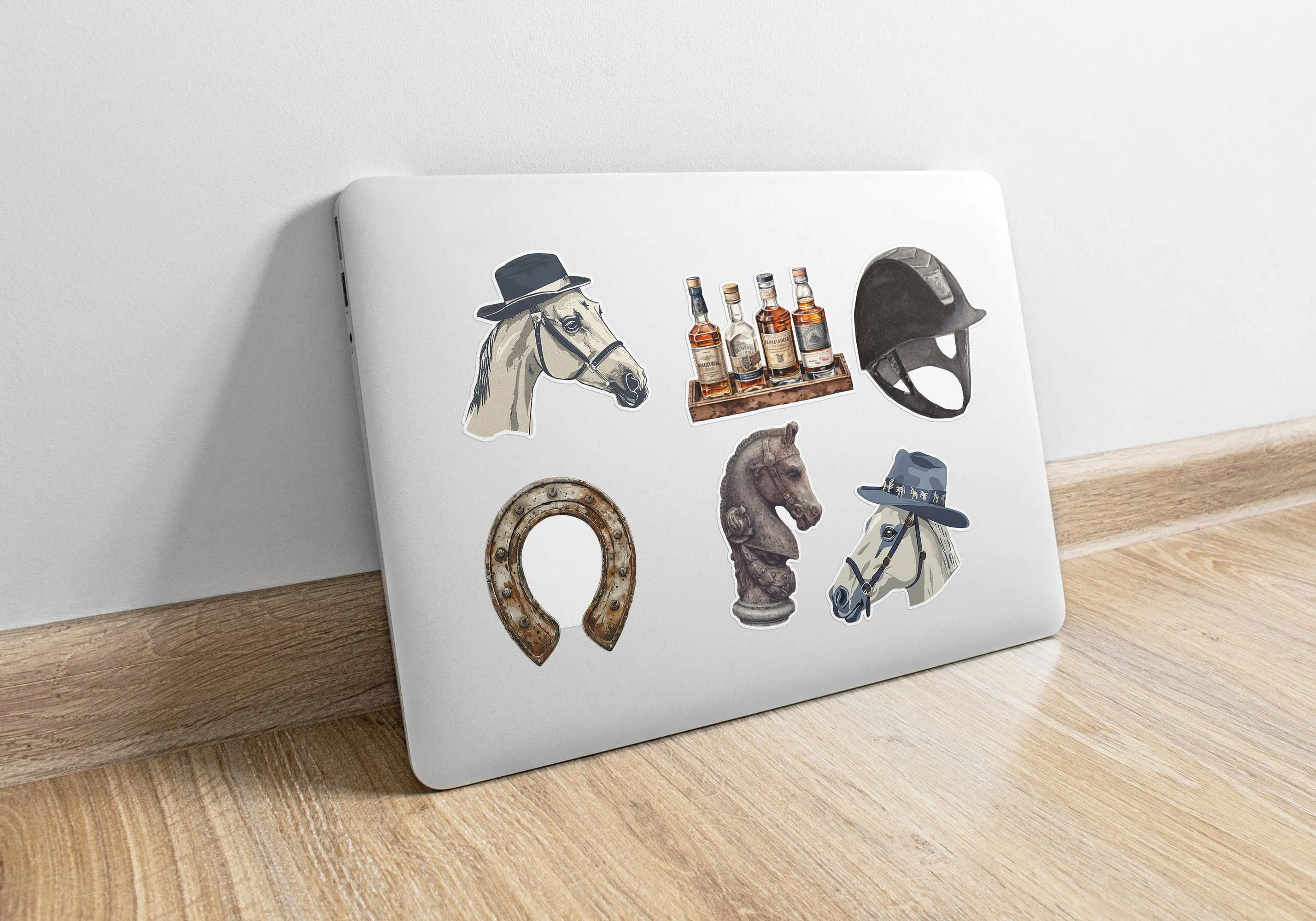 Horse Sticker - Whimsical White Horse Wearing a Blue Cowboy Hat, Fun Vinyl Decal for Your Home or Gift for Equestrians | Horse   Whiskey Collection