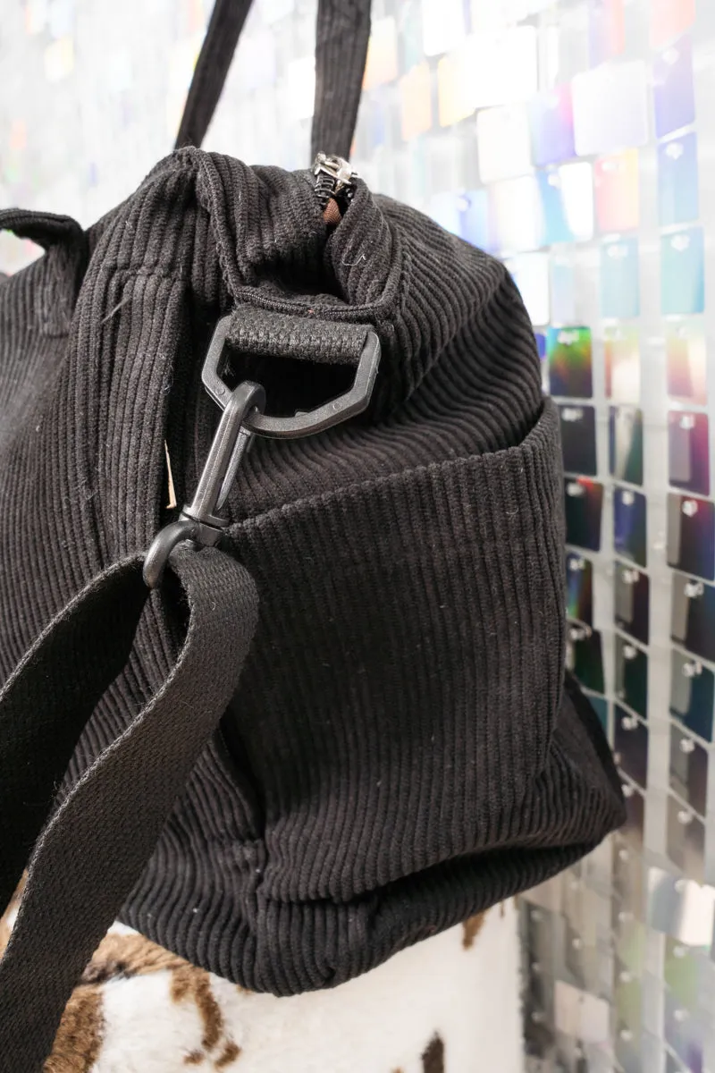 In The Moment Black Corduroy Pocket Tote