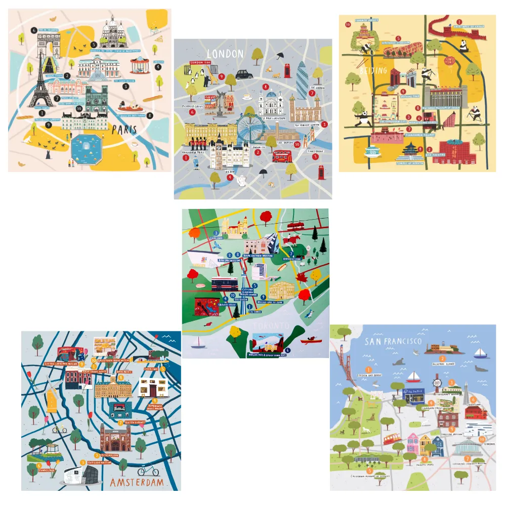 Jaq Jaq Bird Little World Travelers Reusable Sticker Set - Explore Global Cities