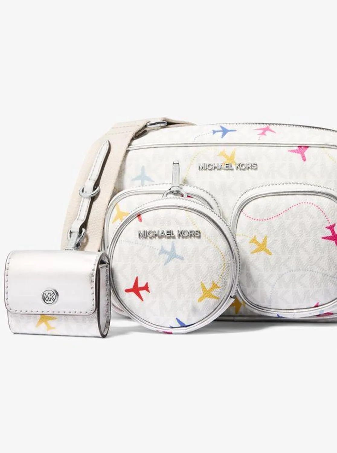 Jet Set Large Printed Signature Logo Crossbody Bag