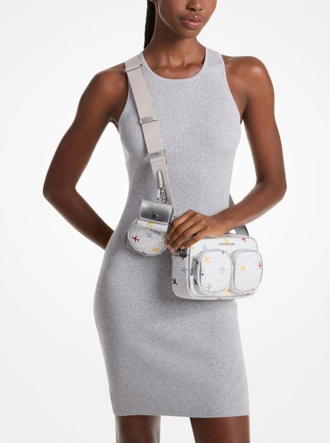 Jet Set Large Printed Signature Logo Crossbody Bag