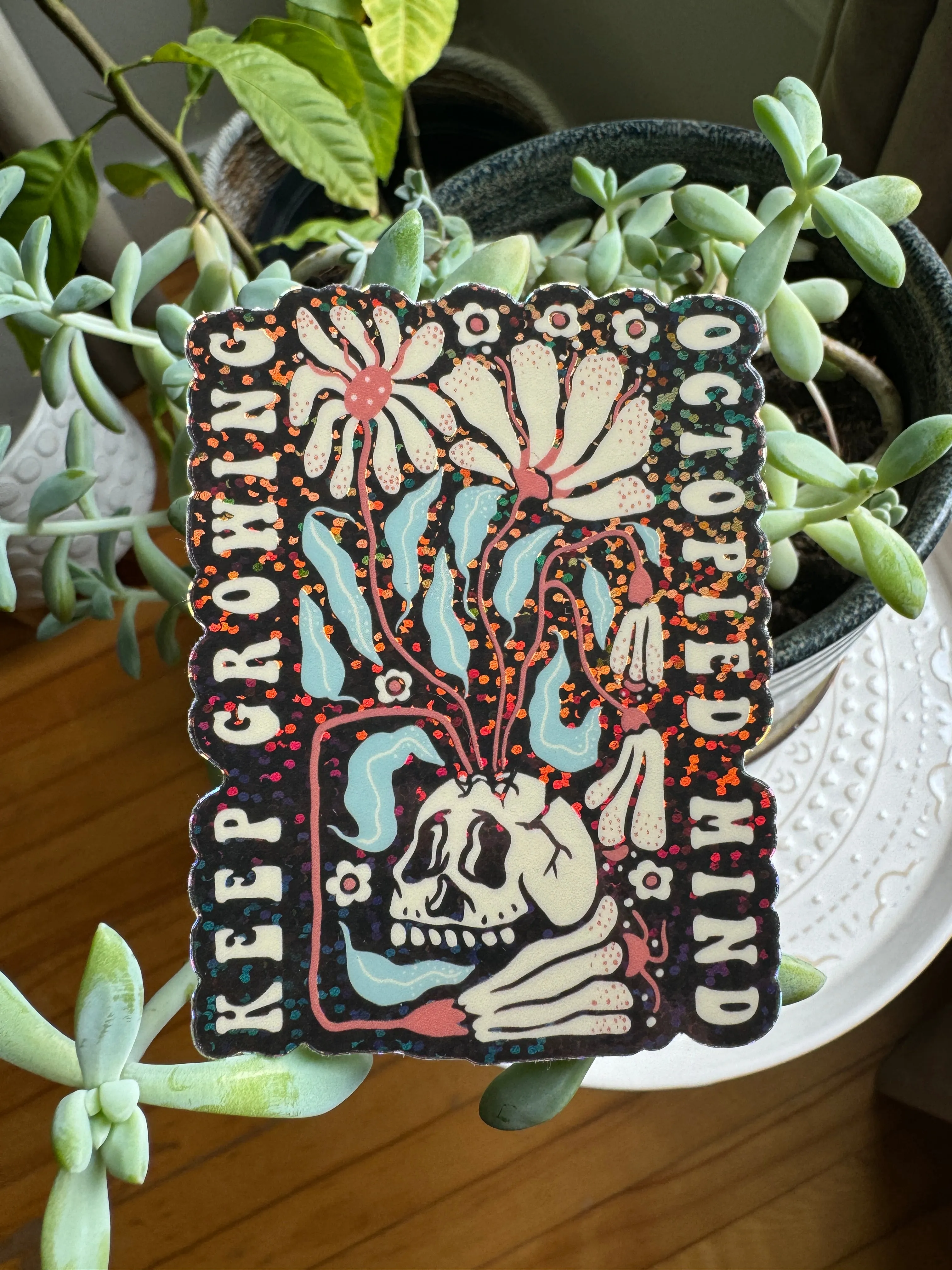 Keep Growing Glitter Sticker