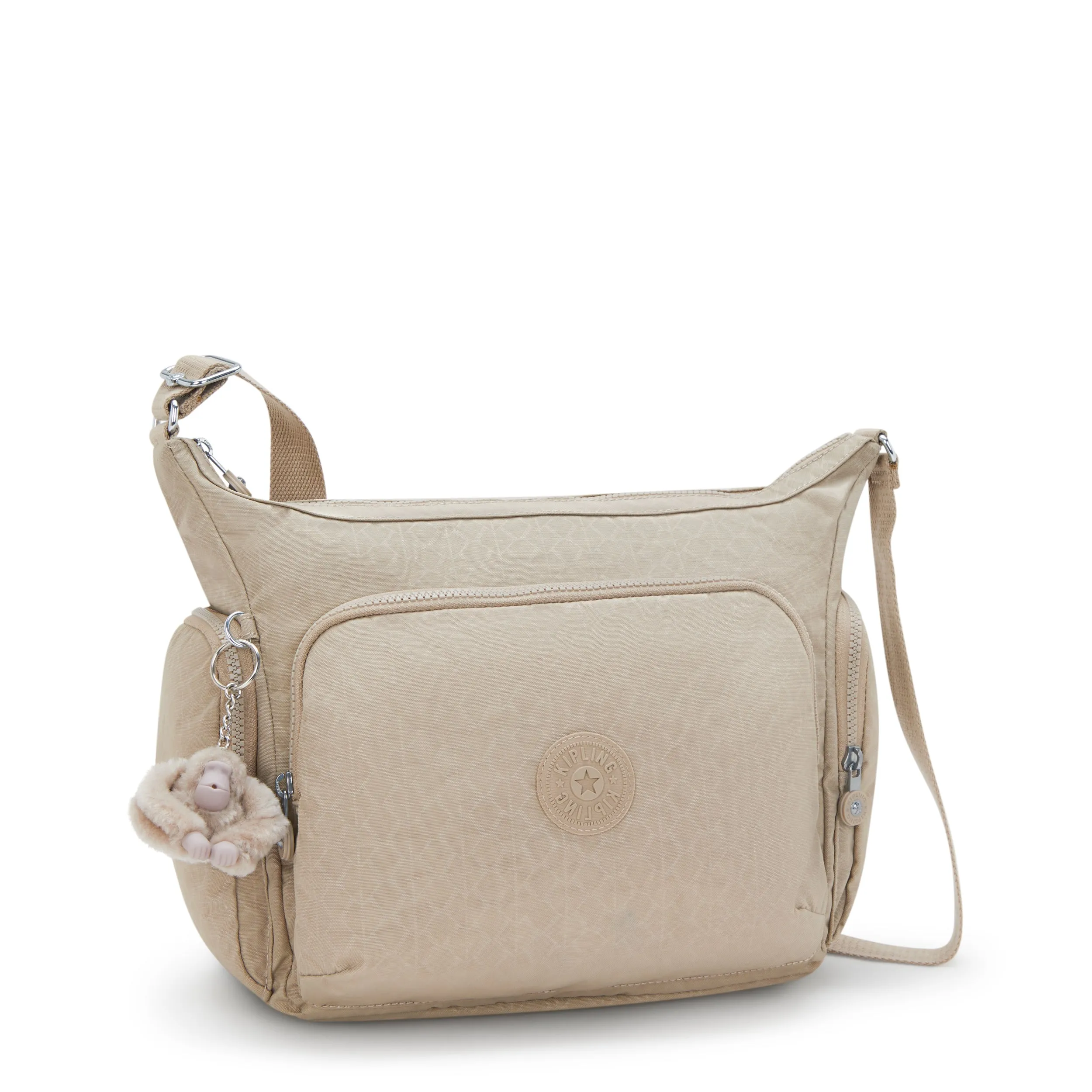 Kipling Gabb Signature Beige Embossed Large Crossbody Bag I3945-96A