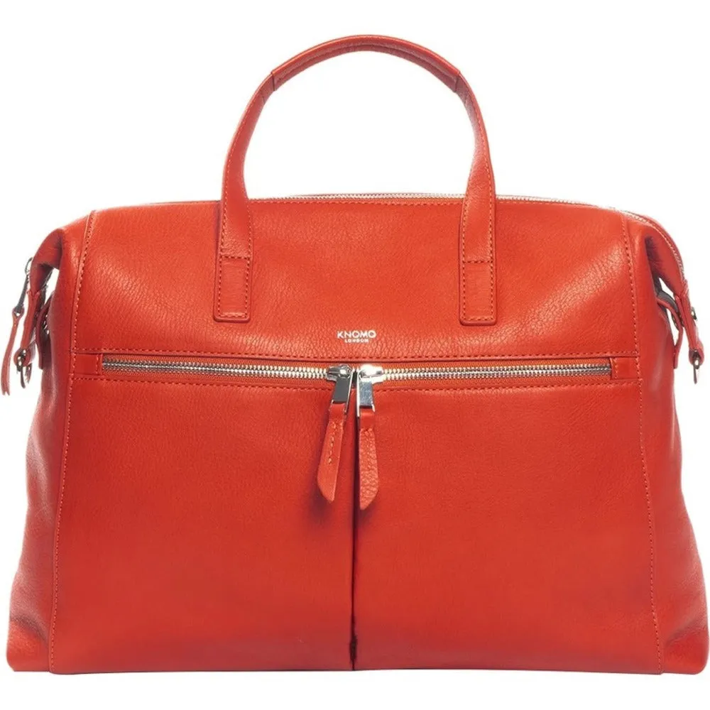 Knomo Audley Carrying Case (Tote) for 14 Notebook - Lava - Full Grain Leather, Nylon Strap, Nickel - Shoulder Strap - 10.9 Height x 15.2 Width x 4.5 Depth