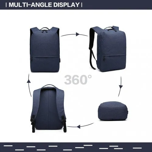 Kono Waterproof Basic Backpack With USB Charging Port - Blue