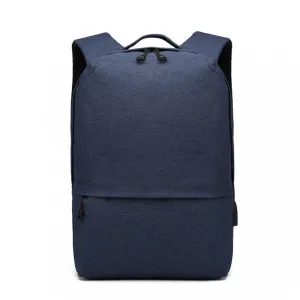 Kono Waterproof Basic Backpack With USB Charging Port - Blue