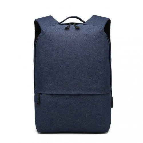 Kono Waterproof Basic Backpack With USB Charging Port - Blue