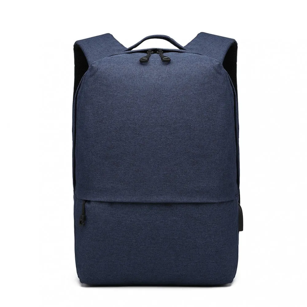 Kono Waterproof Basic Backpack With USB Charging Port - Blue