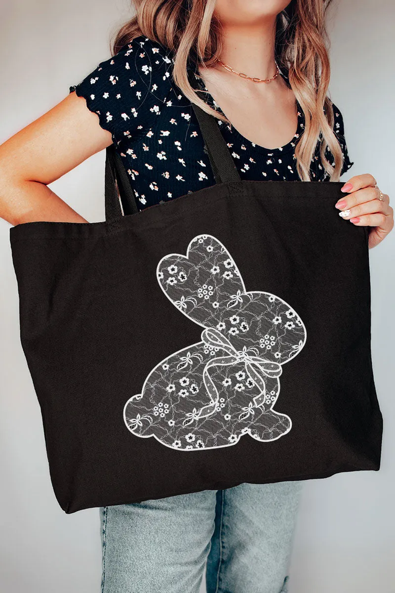 Lace Easter Bunny Canvas Jumbo Tote