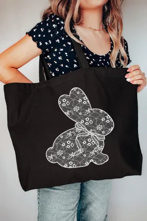 Lace Easter Bunny Canvas Jumbo Tote