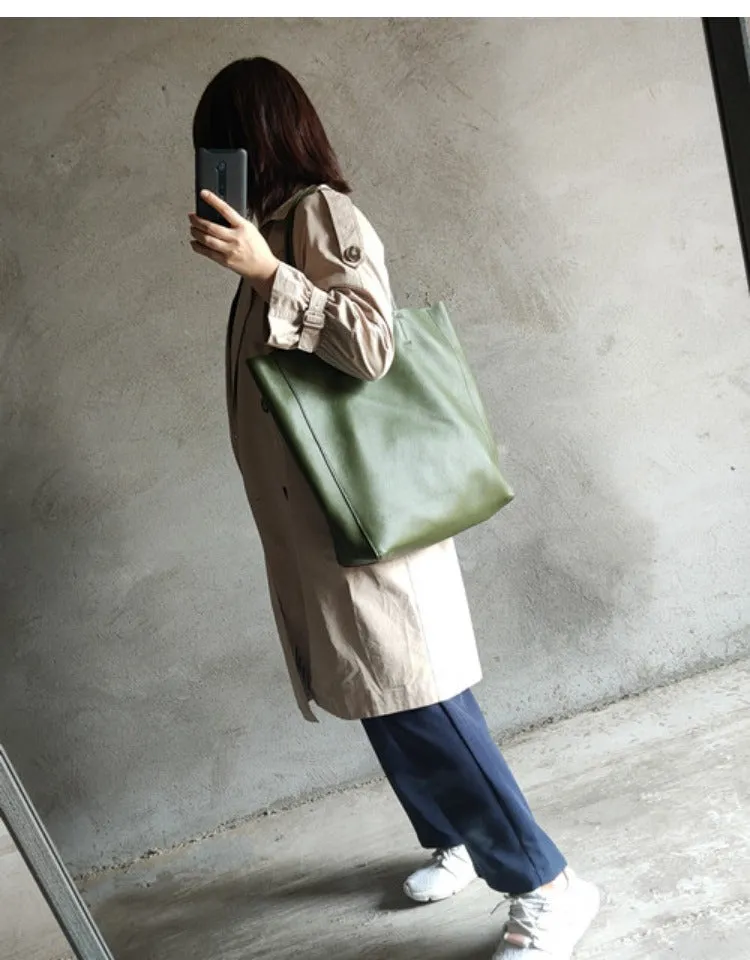 Large Leather Tote Bag Womens Leather Tote Bags Green Leather Laptop Tote Bag