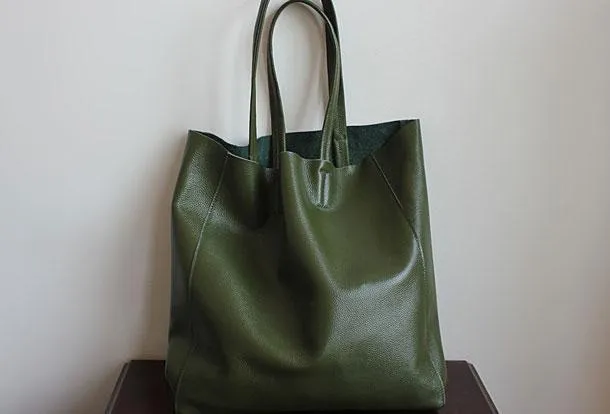 Large Leather Tote Bag Womens Leather Tote Bags Green Leather Laptop Tote Bag