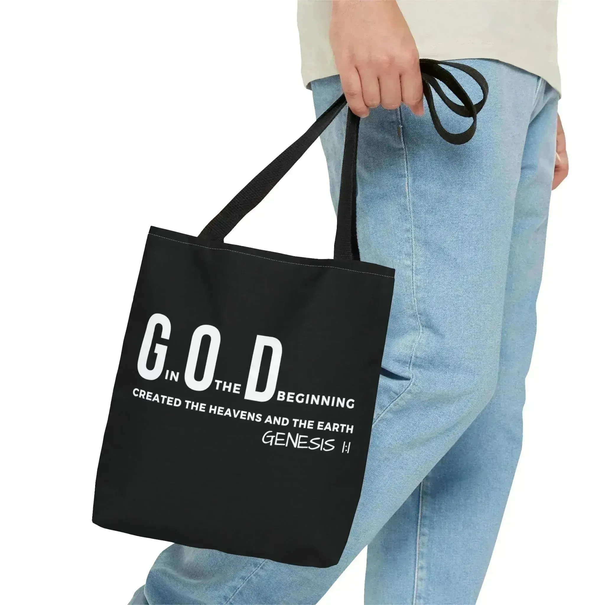 Large Tote Bag God in the Beginning Print