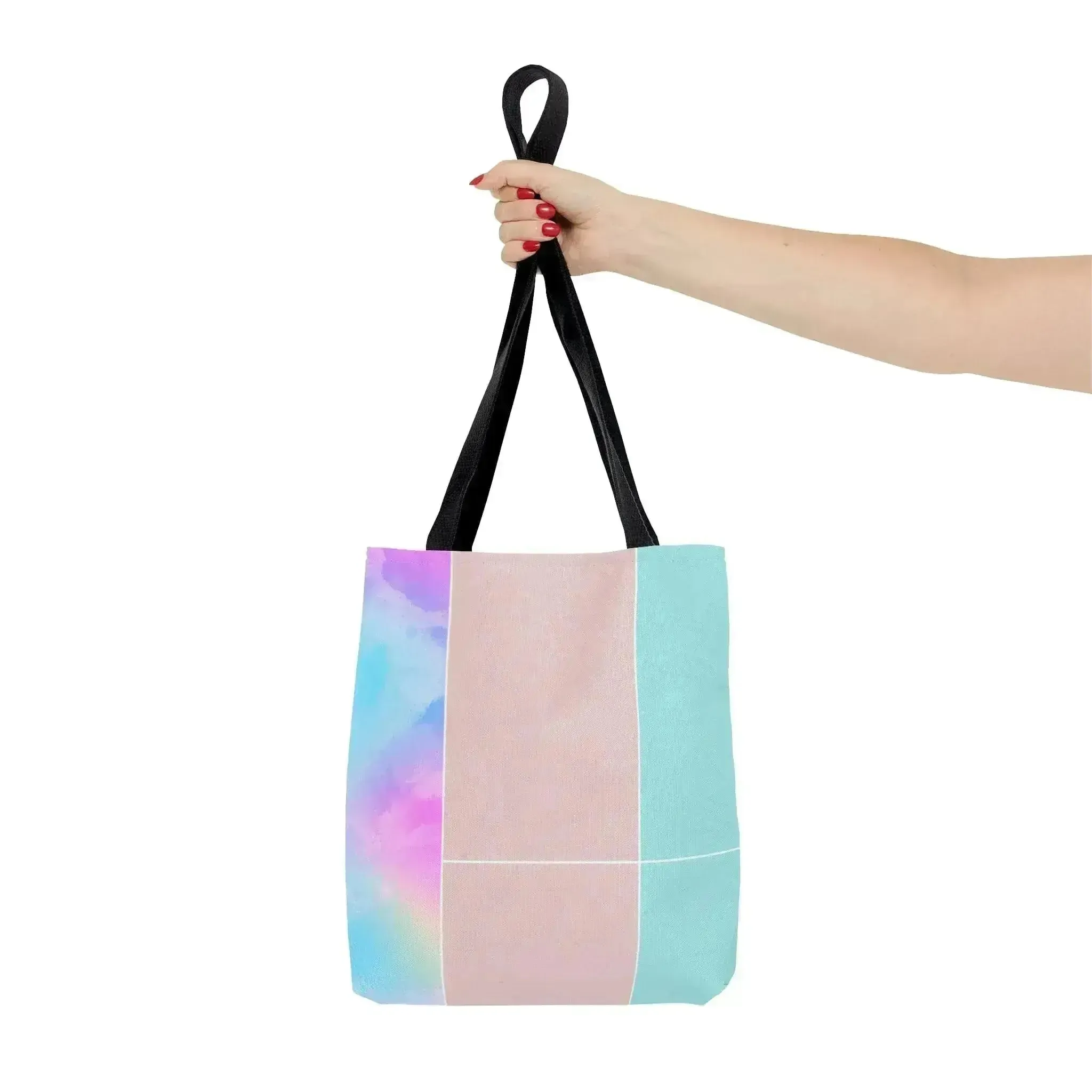 Large Tote Bag Pastel Colorblock Watercolor Illustration