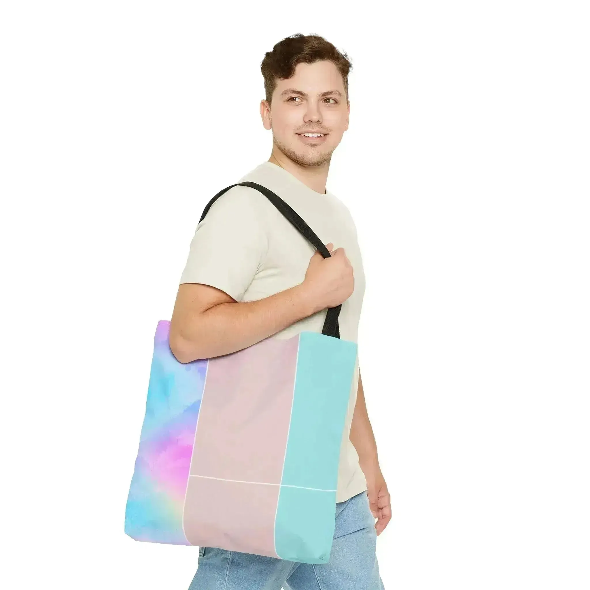 Large Tote Bag Pastel Colorblock Watercolor Illustration