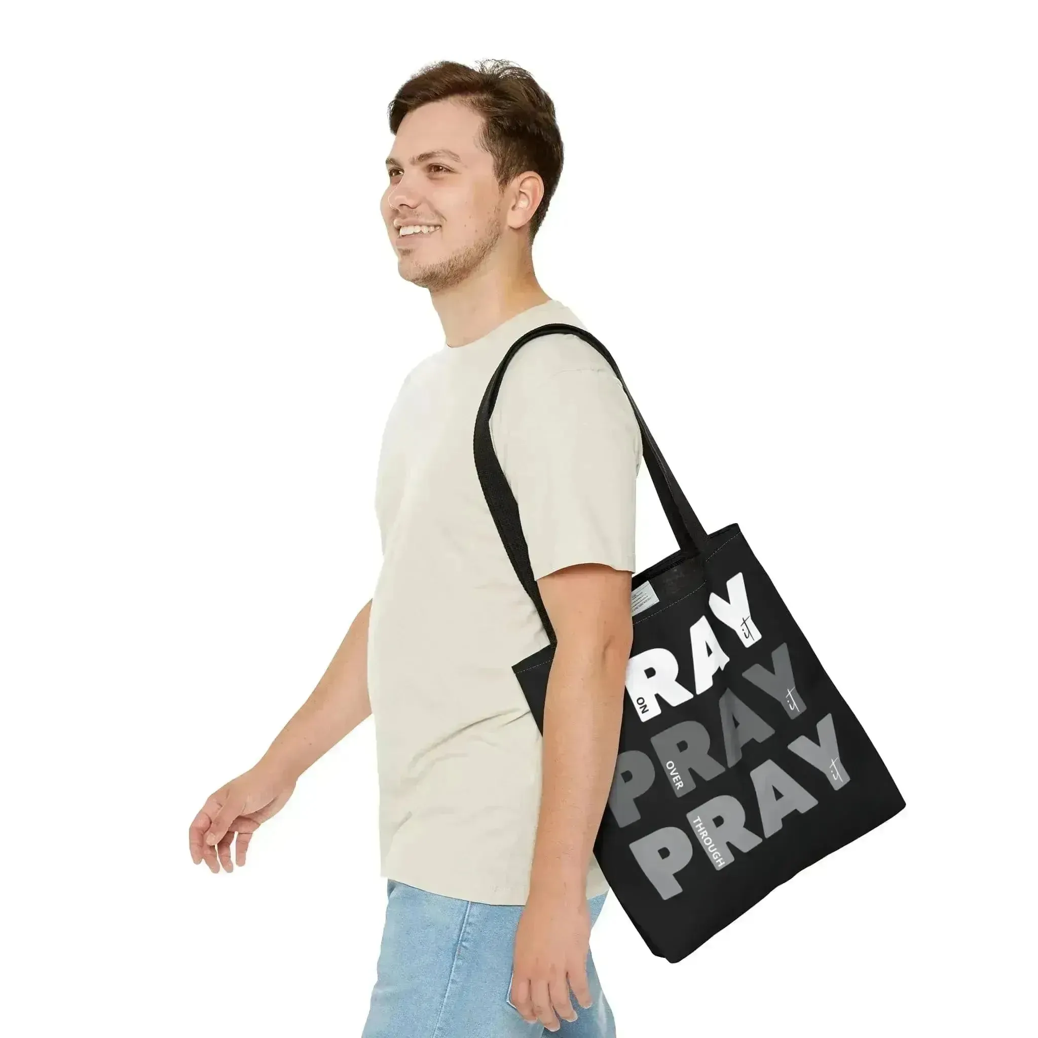 Large Tote Bag Pray on it Over it Through