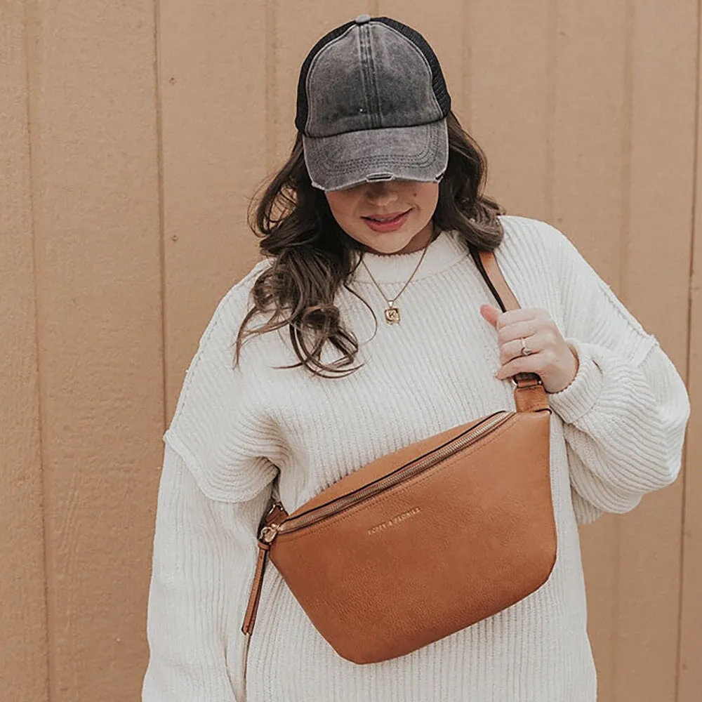 Large Vegan Leather Sidekick Cognac