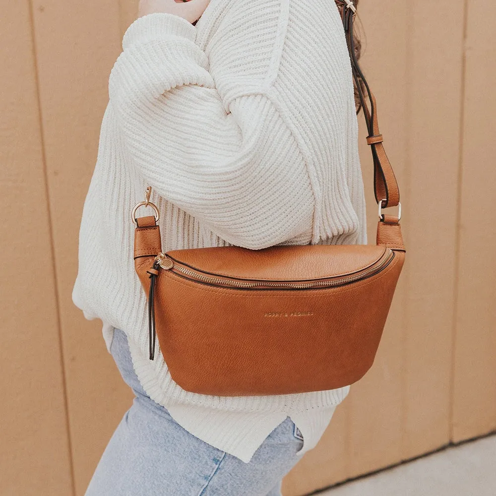 Large Vegan Leather Sidekick Cognac